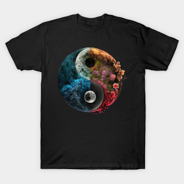 Cosmic Flowers T-Shirt by aicharactersart